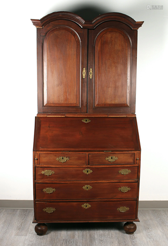 SLANT TOP DESK WITH TOP CUPBOARD