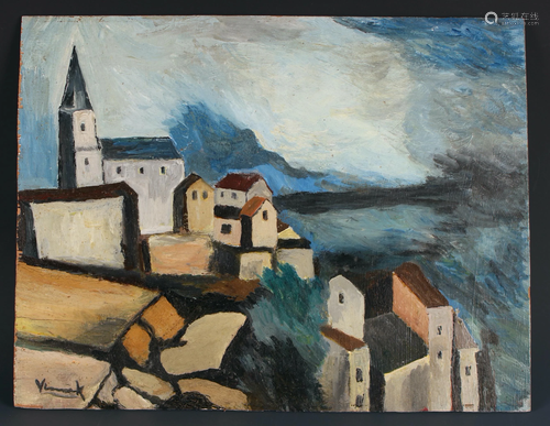 MAURICE DE VLAMINCK PAINTING OIL ON BOARD