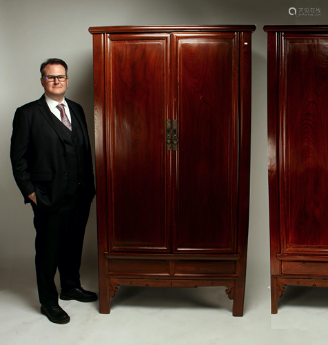 PAIR LARGE CHINESE WARDROBE NOODLE CABINETS