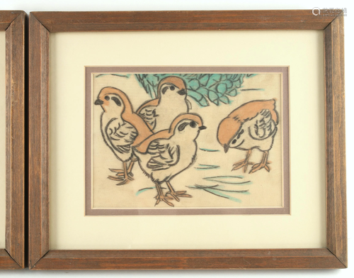 FOLK ART PAINTINGS OF BABY CHICKS