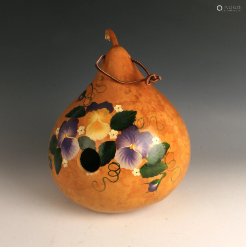 HAND PAINTED GOURD BIRDHOUSE