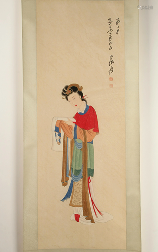 ZHANG DAQIAN SCROLL OF BEAUTY HOLDIN…