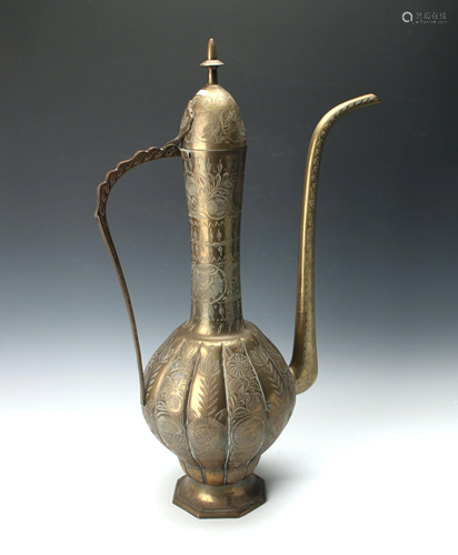 MONUMENTAL INDIAN BRASS EWER