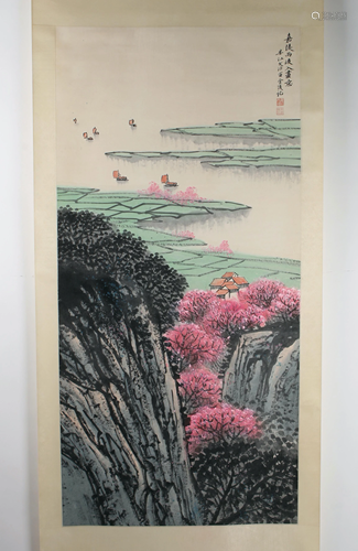 CHINESE SCROLL OF CHERRY BLOSSOMS