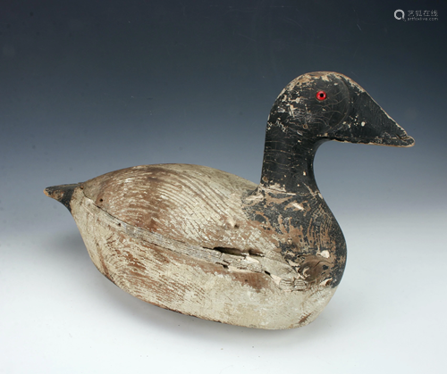 LARGE VINTAGE J. BIEBEL DUCK DECOY