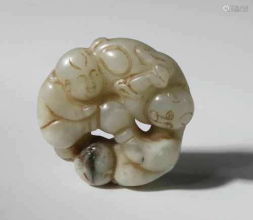 SMALL JADE CARVING OF CHILDREN