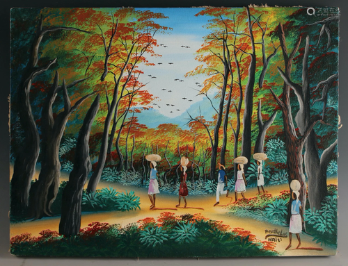 MAGICAL HAITIAN PAINTING OF BERTHE LUS HAITI