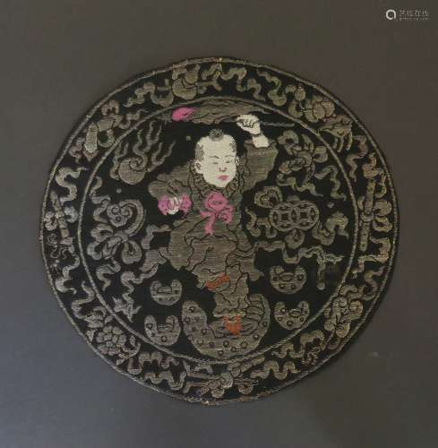 Chinese Embroidered Silk Celestial Figure