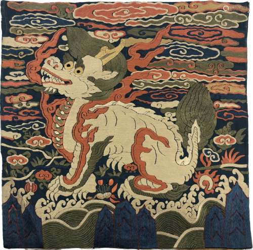 Chinese Embroidered Silk Mythical Beast