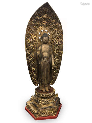 Large Gilt Wood Japanese Lacquered Buddha (Bodhisattva)