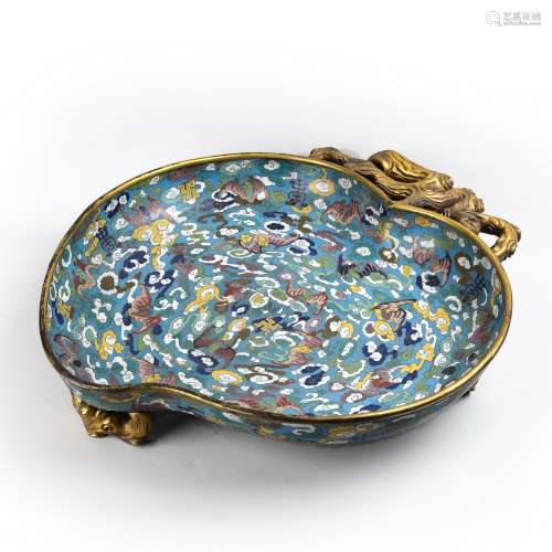 A Very Rare Cloisonne Enamel Peach Shaped Basin