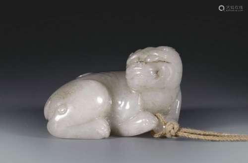 Chinese Carved White Jade Mythical Beast