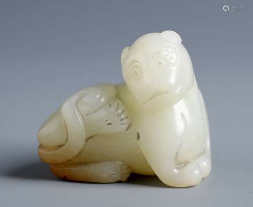 Chinese Carved White Jade Beast