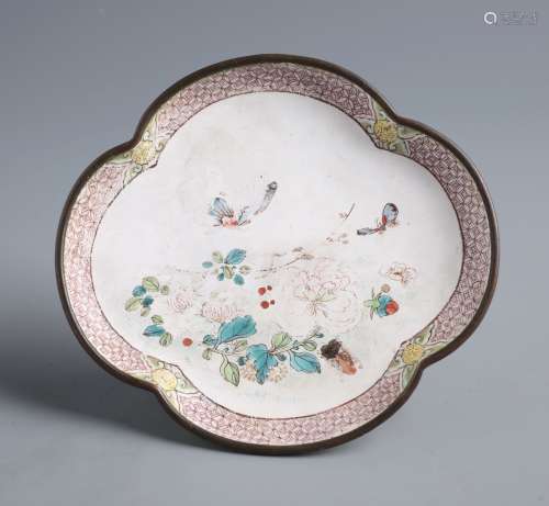 Chinese Lobed Porcelain Butterfly Plate