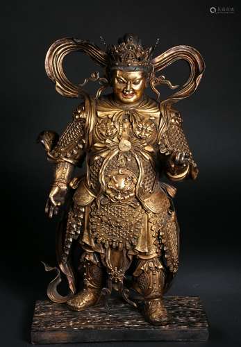 Finely Cast Gilt Bronze Figure Of A Guardian