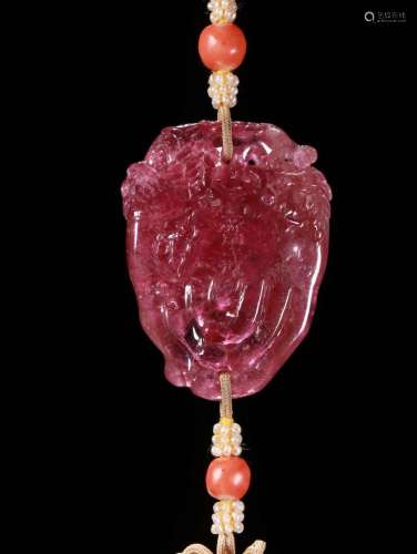 Tourmaline and Coral Pendant