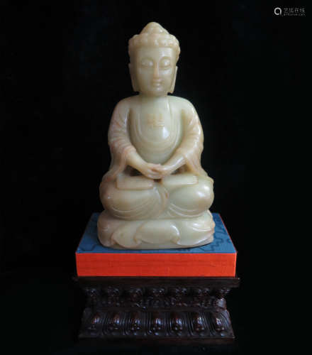 Carved White Nephrite Jade Buddha