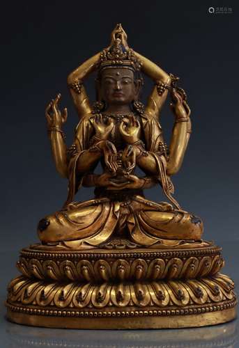 Gilt Bronze Figure of Ten Armed Guanyin