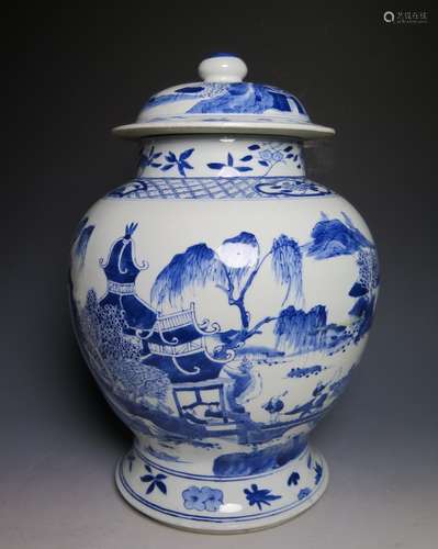 Chinese Blue and White Porcelain Covered Jar