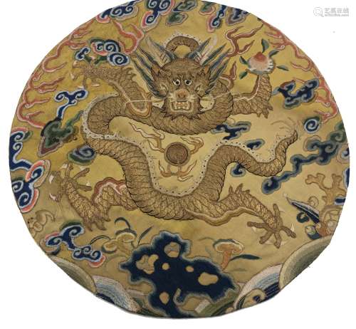 Silk Embroidered Dragon Roundel