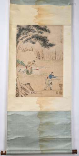 Chinese Ink & Watercolor Scroll Painting