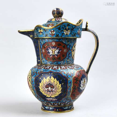 Very Rare Chinese Cloisonne Enamel Ewer With Mark