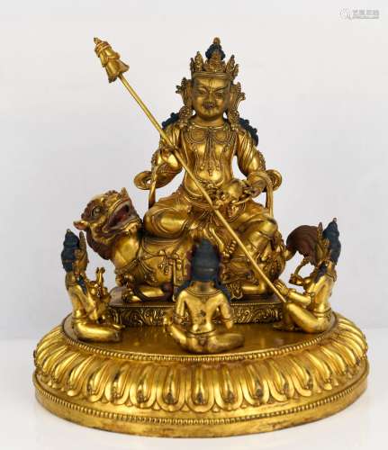 Finely Cast Gilt Bronze Figure Of Vaisravana