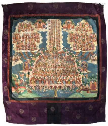 A Tibetan Silk Tangka Of Buddha
