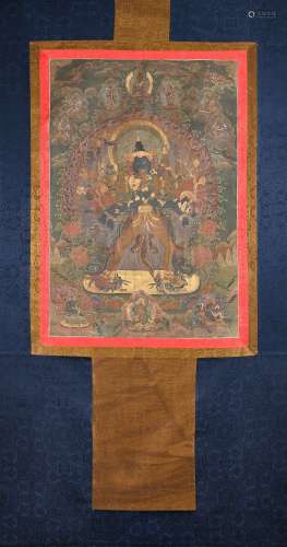 A Tibetan Silk Tangka Of Buddha