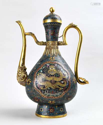 Cloisonne Enamel Dragon  Ewer With Mark