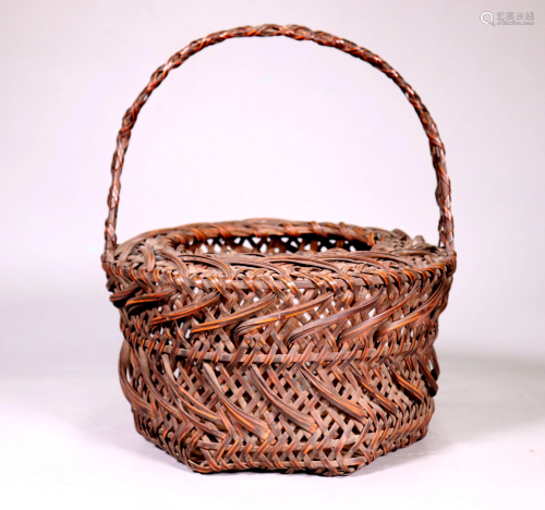 Japanese 19 C Woven Bamboo Ikebana Basket