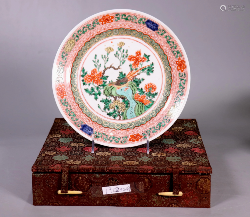 Chinese Famille Verte Enameled Porcelain Plate