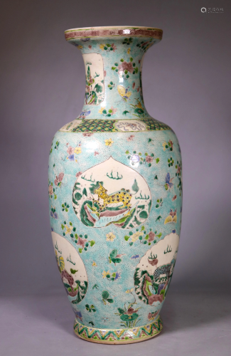 Chinese Qing Famille Verte Biscuit Porcelan Vase