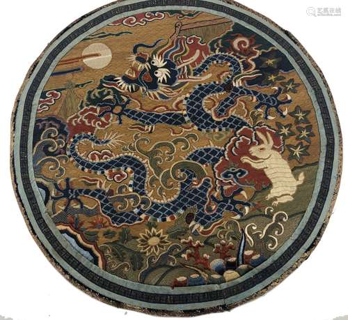 Silk Embroidered Dragon Roundel