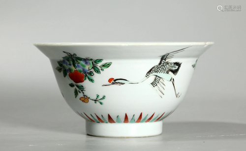 Chinese Kangxi Famille Verte Enamel Porcelain Bowl