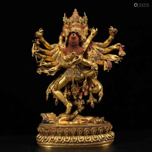 Finely Cast Gilt Bronze Figure Of Chakrasamvara