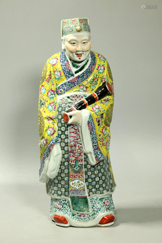 Chinese Famille Rose Porcelain Lg Fuxing Figure