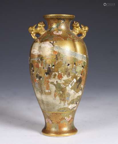 Japanese Meiji Satsuma Lobed Vase