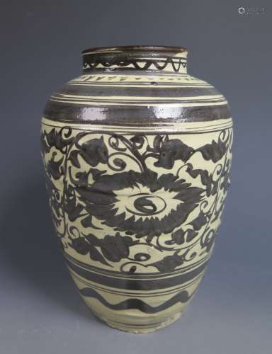 Yuan Dyn. Cizhou Painted 'Floral' Vase