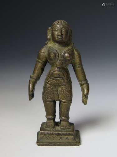 19th C. Indian Bronze Figure Of Standing Lady