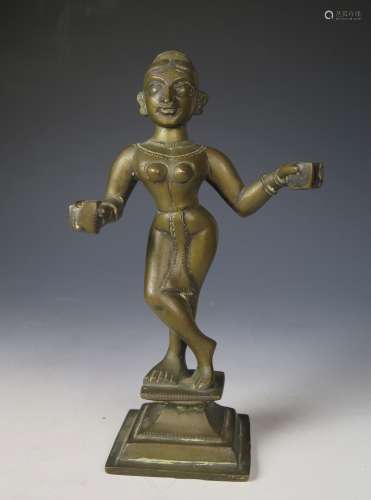 19th C. Indian Bronze Figure Of Standing Female