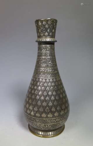 18th C. Indian Birdi Ware Silver Inlaid Hukka Vessel