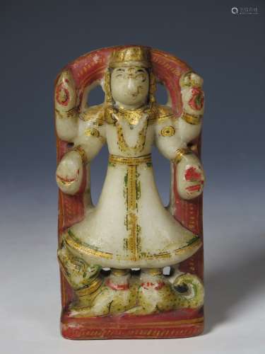 19th C. Indiain Carved Alabaster Hindu Deity