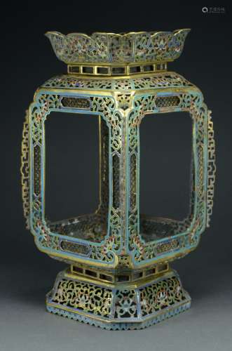 Rare 18th Century Pierced Gilt & Enamel Lantern