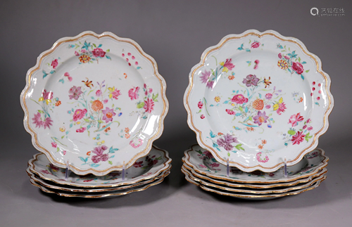 9 Chinese Famille Rose Porcelain Spanish Plates