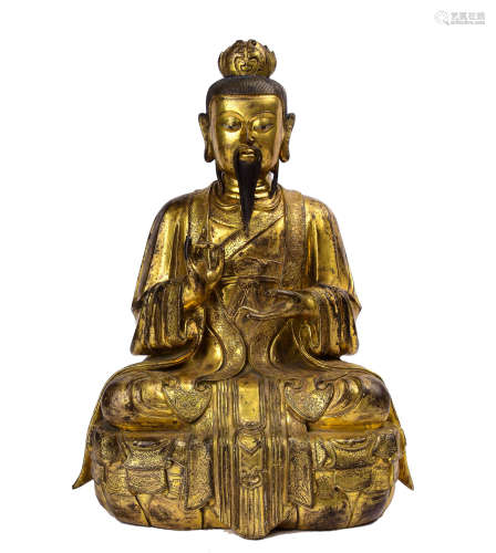 Gilt Bronze Seated Figure Of A Daoist Deity
