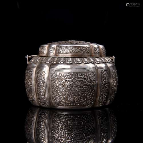 A Carved Chinese Silver Censer