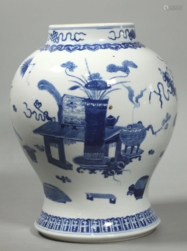 Chinese 19 C Blue & White Porcelain 