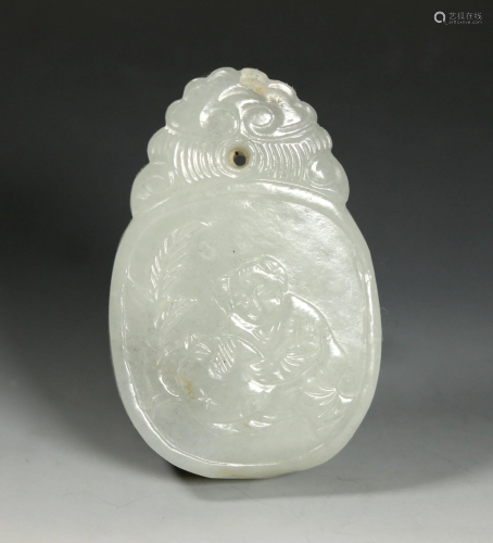 Chinese Qing Dynasty Thick White Jade Pendant