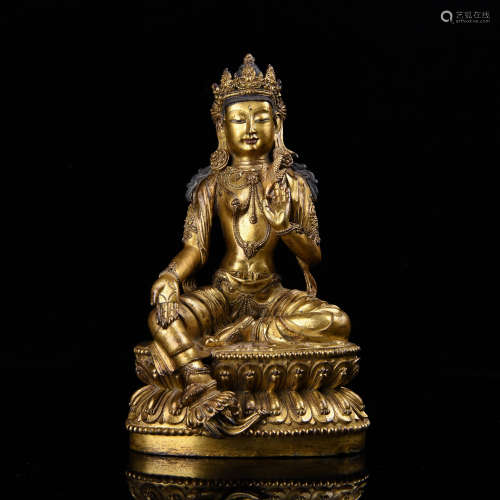 Gilt Bronze Figure Of Seated Avalokitesvara